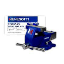 Morsa Torno de Bancada Menegotti 360º C/ Bigorna Ferro Fundido Com Base Giratória Original Torneiro Mecânico Pedreiros Profissional