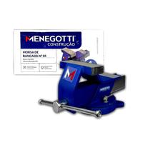Morsa Torno de Bancada Menegotti 360º C/ Bigorna Ferro Fundido Com Base Giratória Original Torneiro Mecânico Pedreiros Profissional