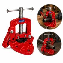 Morsa Tubo Torno Bancada Cortador 55Mm Canos Encanador Corte Rosqueamento Base Fixa Industrial Ferro Fundido