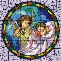 Mosaico Anjo da Guarda estilo vitral 60x60cm - 100% azulejo Mosaico Anjo da Guarda estilo vitral 60x60cm - 100% azulejo