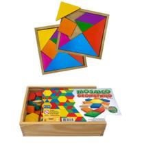 Mosaico Geométrico 100 Peças e Jogo Tangram 7 peças em MDF