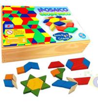 Mosaico Geométrico Jogo Interativo Educativo Madeira 100 Pçs - sonho de criança