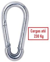 Mosquetão Aço Carbono Galvanizado com Trava - 8 x 80mm - Cargas até 230 Kg