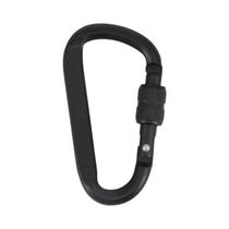 Mosquetão de Alumínio Preto 7cm com Anel D - Ideal para Chaveiros e Camping