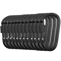 Mosquetón Vonpri de Aluminio con Cierre en D, 7.62 cm, Negro
