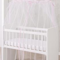 Mosquiteiro Americano Simples Cortinado de Berço Tule Viés Rosa Princesa