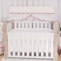 mosquiteiro avulso para berço americano bordado com gotas vermelhas delicadas