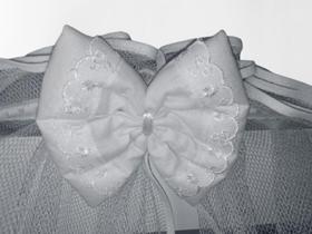 Mosquiteiro Berço Americano 1.50 X 1.30 Tule Branco Laço Decorativo