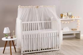 Mosquiteiro Berço Americano 1.50 X 1.30 Tule Branco Laço Decorativo