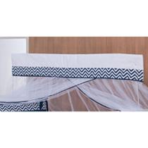 Mosquiteiro Com Bandô Berço Americano Chevron Azul Marinho