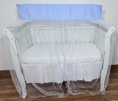 Mosquiteiro Com Bandô Cortinado Para Berço Tulle Azul Bebê Mosquiteiro Com Bandô Cortinado Para Berço Tulle Azul Bebê