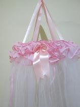 Mosquiteiro de Teto para Berço Rosa com Voal