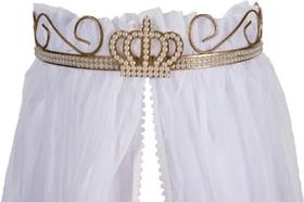 Mosquiteiro de Voil Berco Com Dossel Dourado Rococo Coroa