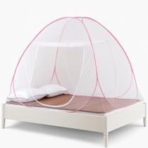 Mosquiteiro Tenda Cama Casal Queen Dobrável Portátil Rosa