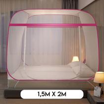 Mosquiteiro Tenda Cama Dobrável 1.5Mx2M Protetor Pernilongo Mosquito Rede Cor:Rosa