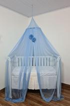 Mosquiteiro Tenda Teto Cabana Dossel Microtule Para Berço Azul Bebê Serenity