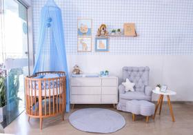 Mosquiteiro Tenda Teto Cabana Dossel Microtule Para Berço Azul Bebê Serenity Mosquiteiro Tenda Teto Cabana Dossel Microtule Para Berço Azul Bebê Serenity