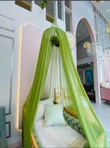 Mosquiteiro Tenda Teto Cabana Dossel Microtule Para Berço Verde Oliva