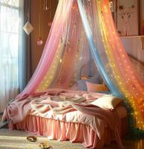 Mosquitera Cúpula para Cama Comtelek Arcoíris con Luces LED