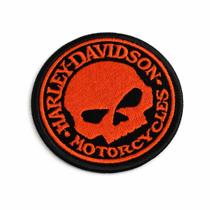 MOT016-070A Patch Harley Davidson Caveira Laranj Bordado 7cm Tipo de Material:A) Termocolante MOT016-070A Patch Harley Davidson Caveira Laranj Bordado 7cm Tipo de Material:A) Termocolante