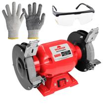 Moto Amolador Esmeril Potente para Afiar Motor De 1HP Bivolt com 2 Pedras Kit Oculos e Luvas