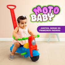 Moto Andador Infantil Motoca com Empurrador e Apoio para Pés Colorida, Segura e Divertida BS TOYS