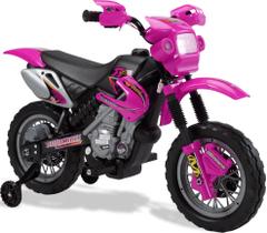 Moto Cross Trail Elétrica 6V Rosa Bel