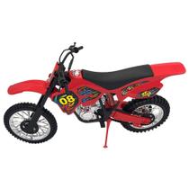 Moto De Brinquedo Apoio Lateral Grande 36Cm Cross Vermelha