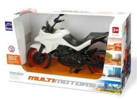 Moto de Brinquedo Esportiva Multi Motors Motocicleta 26cm Branco Roma