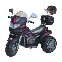 Moto Elétrica 12V Sprint Turbo Preta Pink Com Capacete Bieme