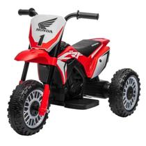 Moto Elétrica 3 Rodas Infantil Honda CRF 450R Bateria 6V Carregador Botões Interativos Pedal Acelerador Bel