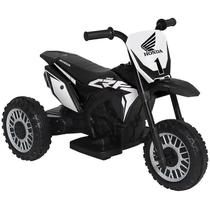 Moto Elétrica Honda Crf 6v Preta Com Buzina E Pedal De Aceleração