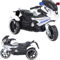 Moto Elétrica Infantil 3 Rodas Triciclo Passeio 12v Bivolt Até 25 Kg Motocicleta Motorizado Para Criança Som E Luzes Acelarador Pedal Usb Mp3 Policia