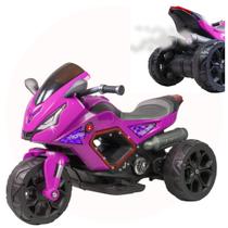 Moto Elétrica Infantil 6v Luz de Led Escapamento Realista Fumaça e Som