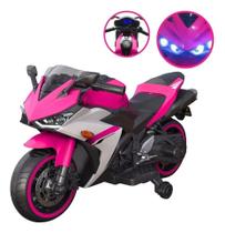 Moto eletrica infantil banco couro eva rosa 12v - importway