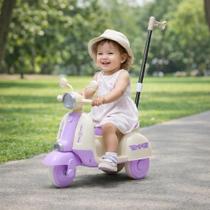 Moto Elétrica Infantil com Empurrador 2 em 1 Mini Scooter 6V Farol LED Som USB MP3 Motoquinha de Brincar com Haste Guia para Pais Carrinho de Passeio Moto Elétrica Infantil com Empurrador 2 em 1 Mini Scooter 6V Farol LED Som USB MP3 Motoquinha de Brincar com Haste Guia para Pais Carrinho de Passeio