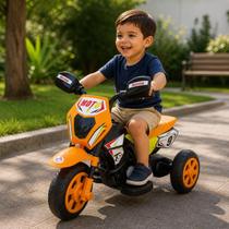 Moto Elétrica Infantil Cross com Luz Laranja Bateria Recarregável