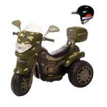 Moto eletrica infantil grande sprint turbo militar c/ capacete
