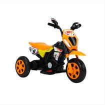 Moto Elétrica Infantil Laranja Farol Led Acelerador Pedal Ré