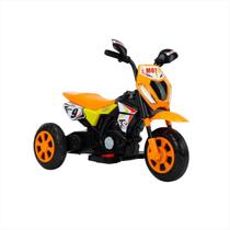 Moto Elétrica Infantil Laranja Farol Led Acelerador Pedal Ré