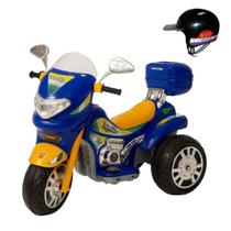 Moto eletrica infantil meninos radical sprint turbo azulcom bau e capacete - BIEMME