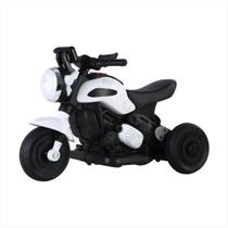 Moto Elétrica Infantil Mini Triciclo Branco Recarregável Led