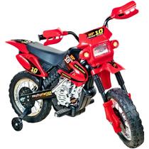 Moto Eletrica Infantil Motocross 6V Vermelho com Rodinhas Xplast