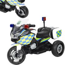 Moto Elétrica Infantil Motorizado 3 Rodas Triciclo Motocicleta Moto Passeio Para Criança Policia Off Road 6v Bivolt Até 25 Kg Som E Luzes Acelarador