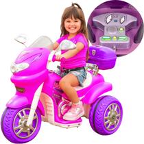 Moto Elétrica Infantil Passeio Triciclo Rosa Menina 12v Com Capacete Sprint Turbo Power Pink