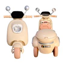 Moto Elétrica Infantil Vespa Interativa Com Luz Led Cor Bege