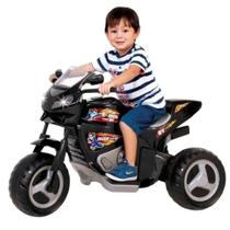 Moto eletrica max turbo c/ capacete preto 6v - magic toys