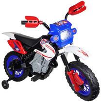 Moto Elétrica Motinha Mini Moto Motocross Infantil Criança Menino Homeplay Realista 6v Apartir de 3 anos até 20 kg Azul