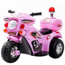 Moto Elétrica Triciclo Infantil Criança Até 25kg 6v Com Luzes Sons Sirene Acelerador Rosa Importway