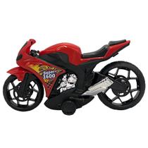 Moto Esportiva de Brinquedo Roda Larga com Fricção Vermelho
